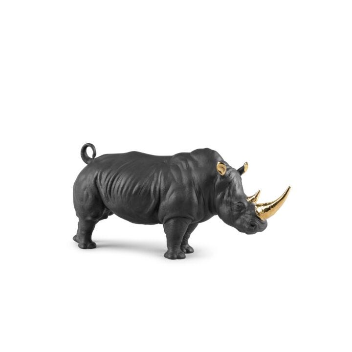 Rhino (black-gold) Sculpture by Lladró
