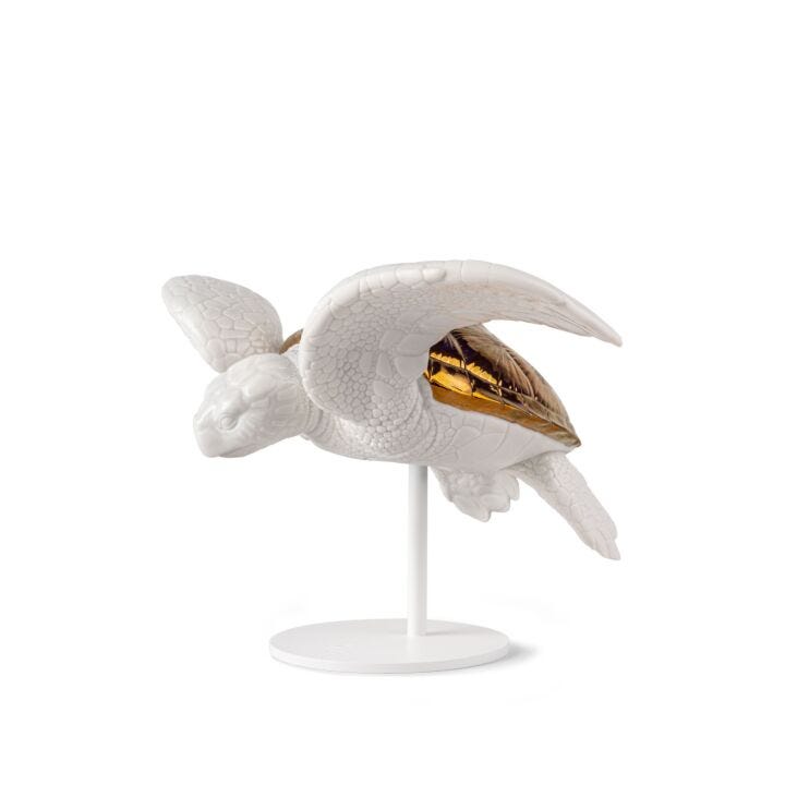 Sea Turtle I (white - copper) Sculpture by Lladró