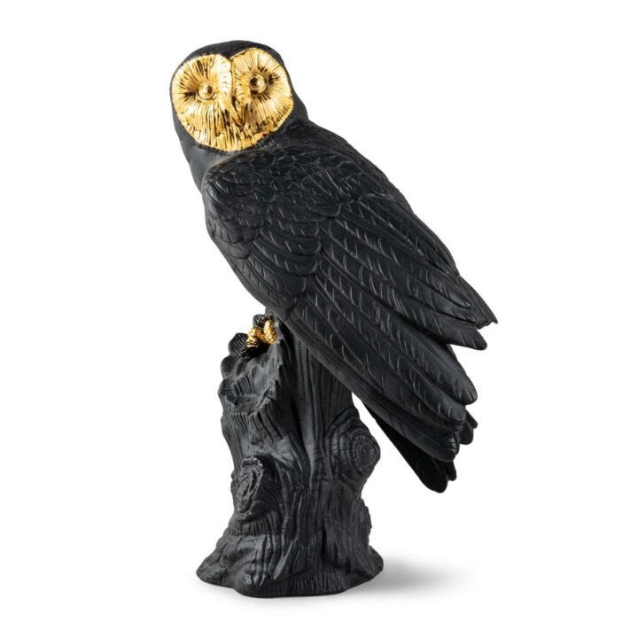 Owl Sculpture by Lladró #Black-gold