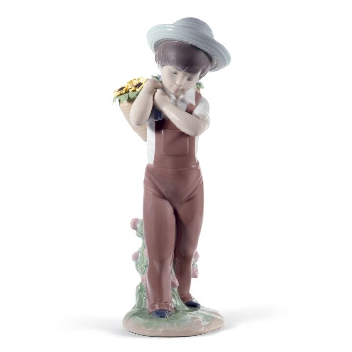 Gathering Flowers Boy Figurine by Lladró