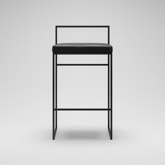 Department Bar Stool with Backrest 80 cm Black/Black Leather