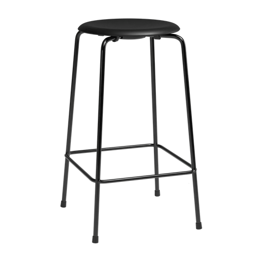 High Dot™ - M3170 Counter Stool w. 4 legs by Fritz Hansen #M3170 Counter Stool w. 4 legs / Intense Leather / Black / Powder Coated Steel / Black (190)