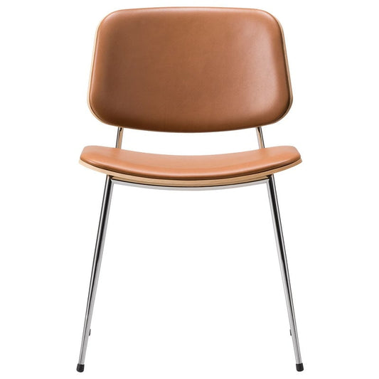 Søborg chair 3062 by Fredericia #chromed base, lacquered oak - cognac leather #