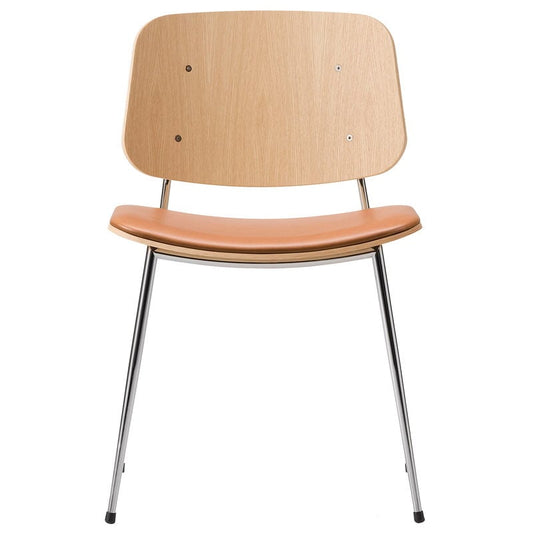 Søborg chair 3061 by Fredericia #chromed base, lacquered oak - cognac leather #