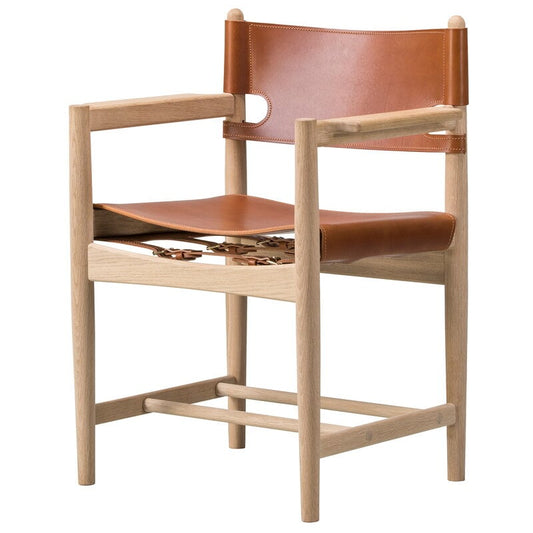 The Spanish Dining Chair with armrests by Fredericia #cognac leather - soaped #
