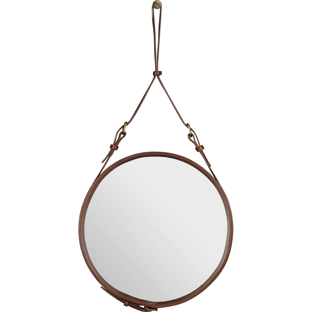 Adnet Wall Mirror Circular Black Leather Ø45 cm