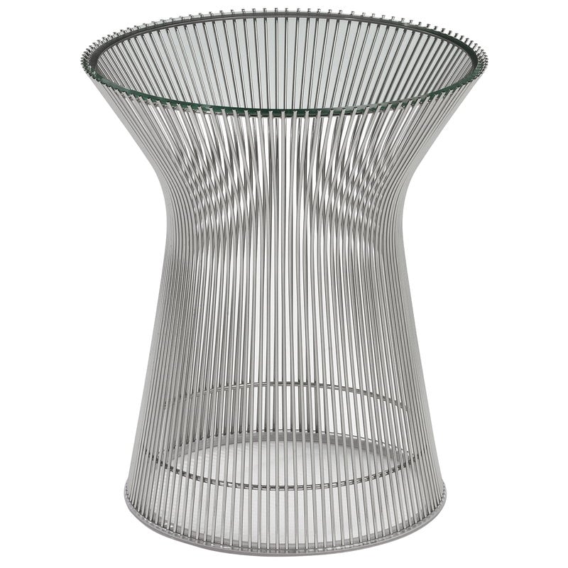 Platner side table by Knoll #nickel - clear glass #