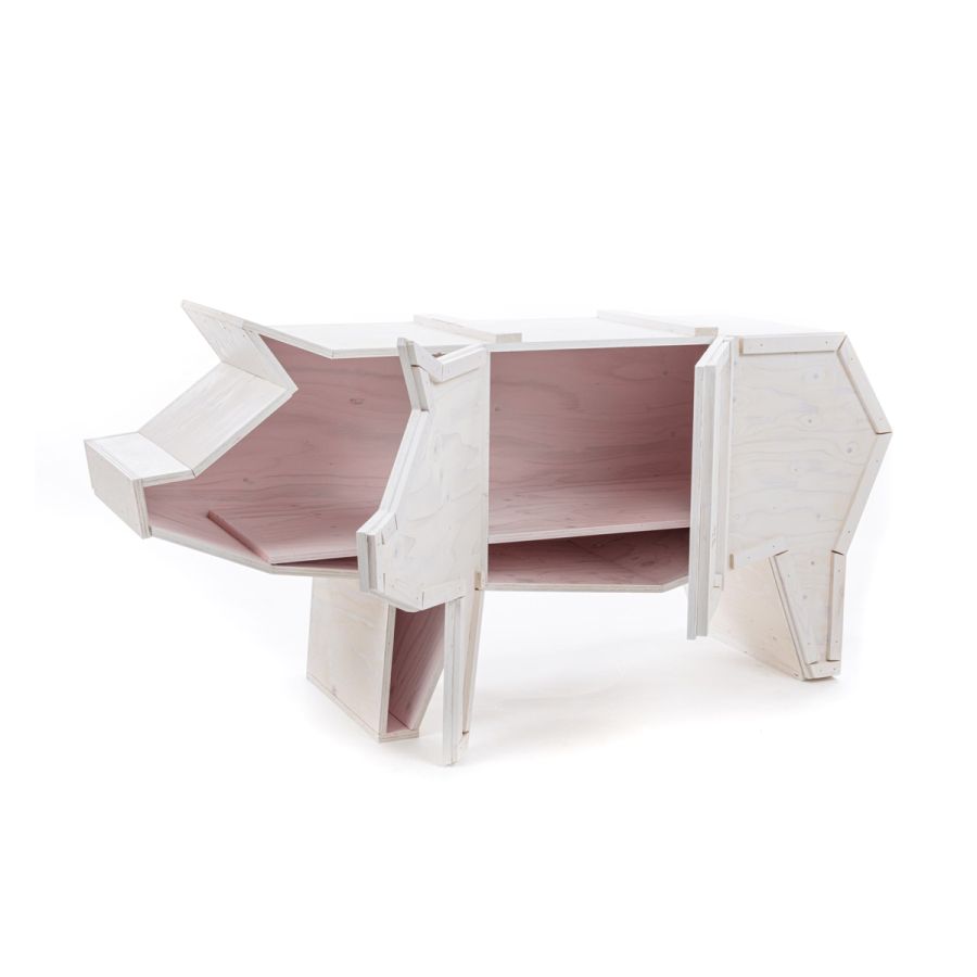 Wooden sideboard with doors Sending Pig by Seletti