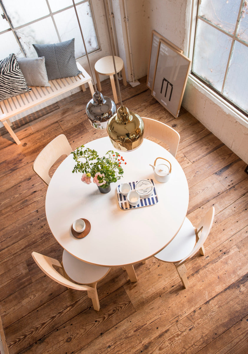 Aalto table 90A, birch - white laminate