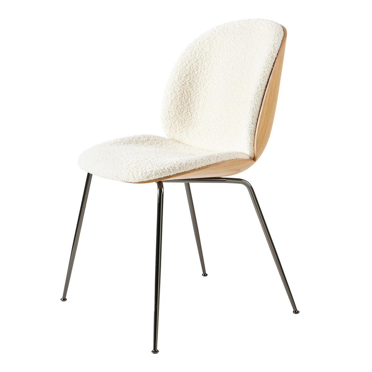 Beetle Dining Chair Veneer Shell Belsuede Special FR 132 With Legs In Antique Brass