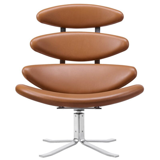 Corona chair by Fredericia #brushed chrome - cognac leather #