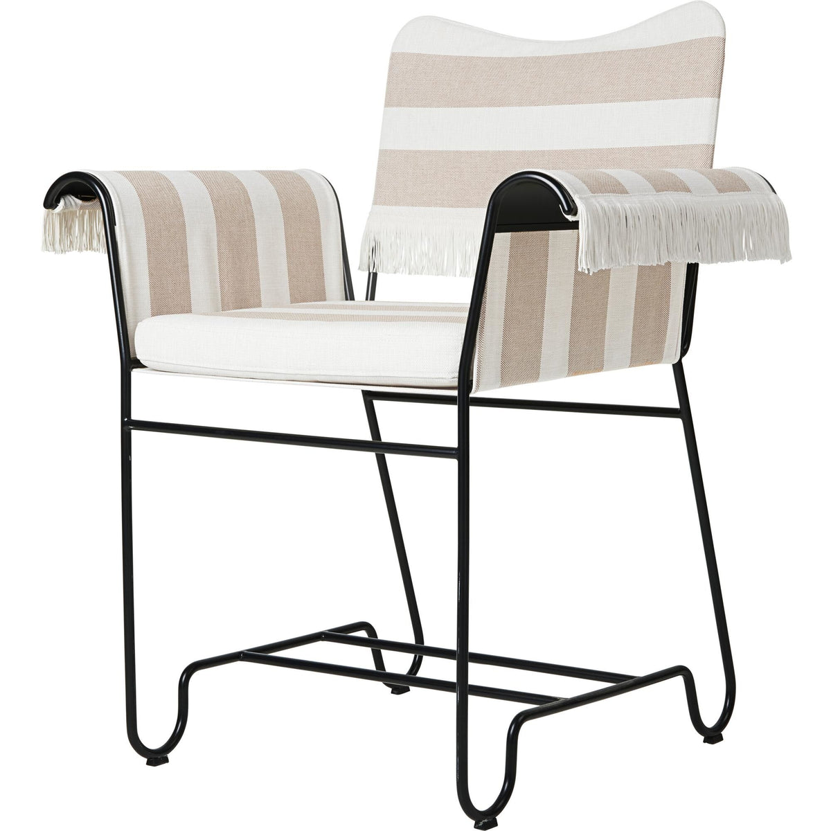 Tropique Dining Chair With Fringes Black/ Leslie Stripe 20