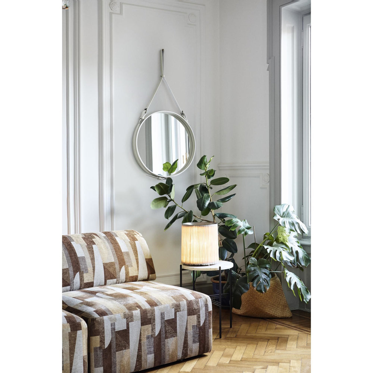 Adnet Mirror Ø58 Cream Leather