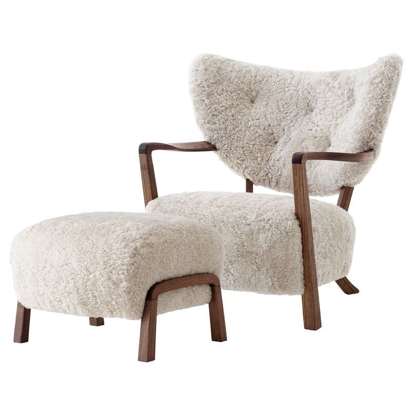 Wulff ATD2 lounge chair and ATD3 pouf by &Tradition #Moonlight - walnut #