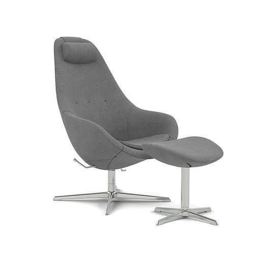 Kokon™ - Swivel armchair with 4-spoke base with armrests (Base - Chrome / Upholstery Material - Fiord 2)