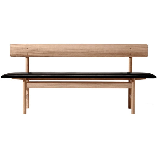 Mogensen 3171 bench by Fredericia #oiled oak - black leather #