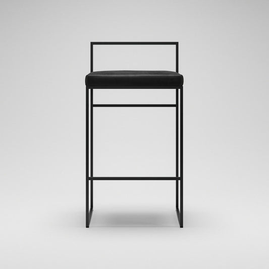 Department Bar Stool with Backrest 80 cm Black/Black Velvet