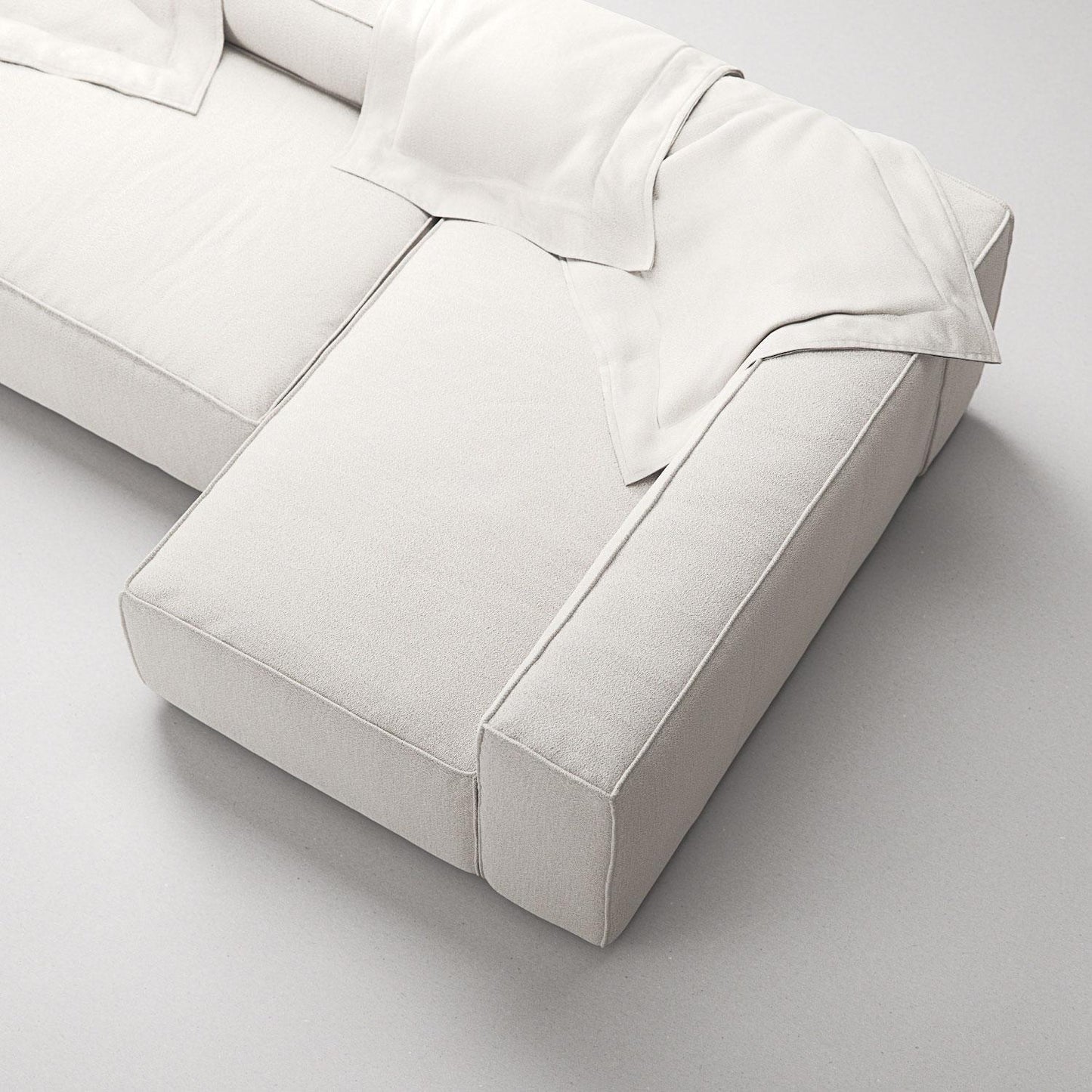 Decotique Grand 4-Seater Sofa Divan Right Steam/ White