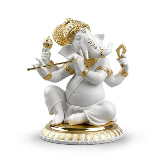 Bansuri Ganesha Figurine by Lladró #Golden Lustre