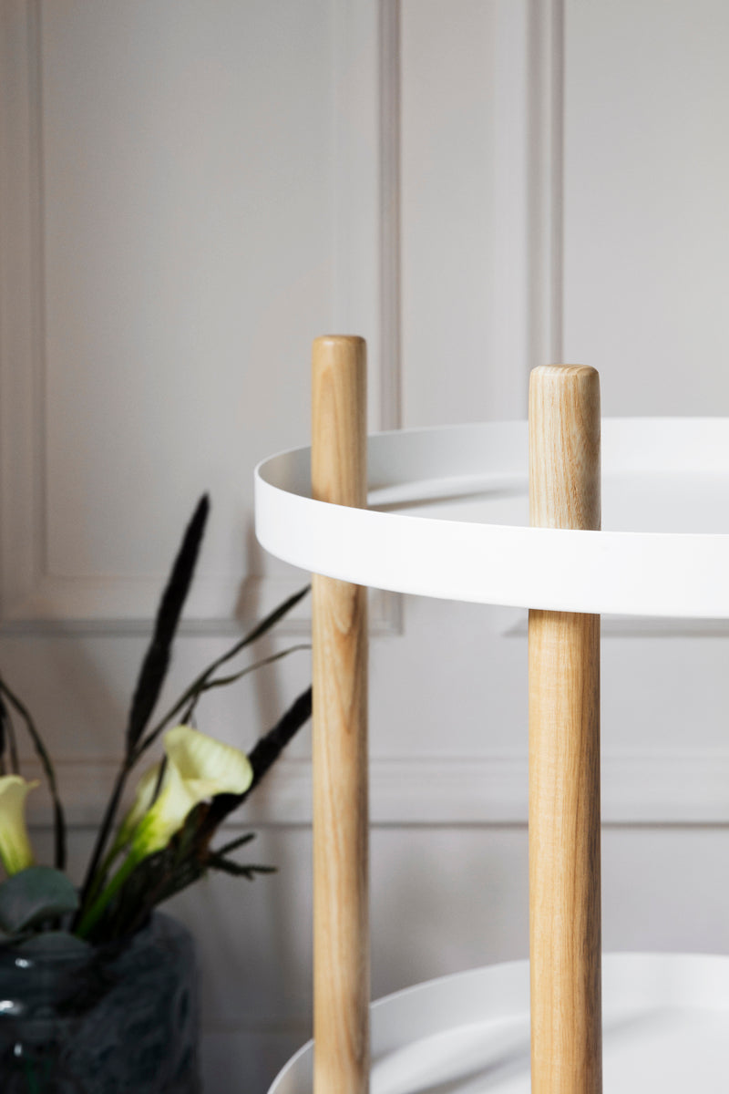 Block table trolley, round, white