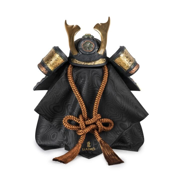 Orange Samurai Helmet Figurine by Lladró