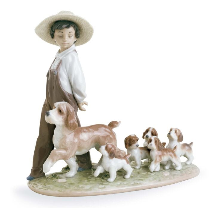 My Little Explorers Boy with Dogs Figurine by Lladró