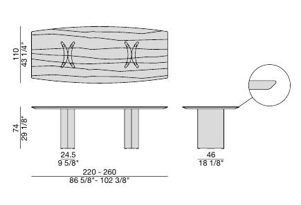 ALAN Bottle 4 Legs in wood finish (barrel shaped table)