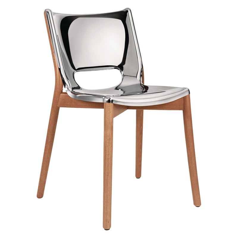 Poêle chair by Alessi #brown beech - mirror polished steel #