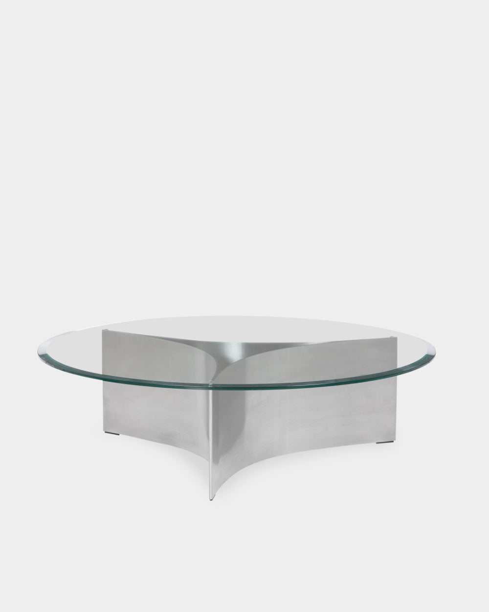 Arc Table - Large - Brushed Steel & Transparent Glass