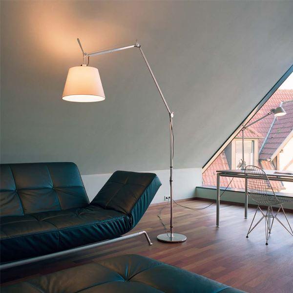 Artemide Tolomeo Mega Floor Lamp Satin 36 cm Shade with Dimmer