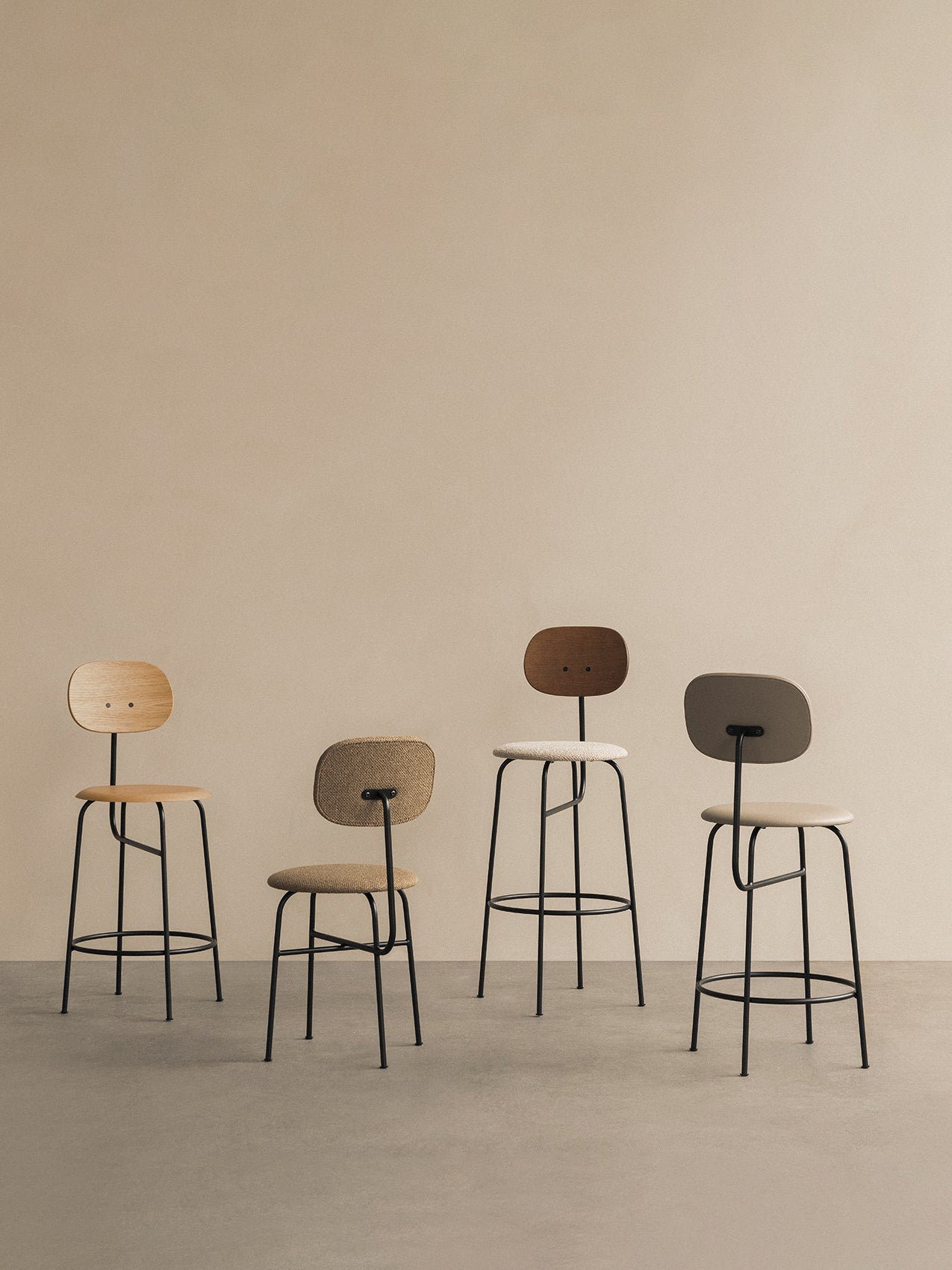 AFTEROOM COUNTER CHAIR PLUS, BLACK BASE, VENEER SEAT AND BACK