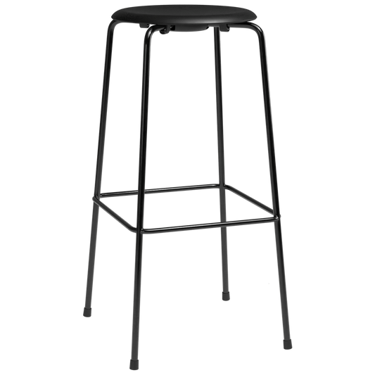 High Dot™ - M3170 Bar Stool W. 4 Legs by Fritz Hansen #M3170 Bar stool w. 4 legs / Intense Leather / Black / Powder Coated Steel / Black (190)