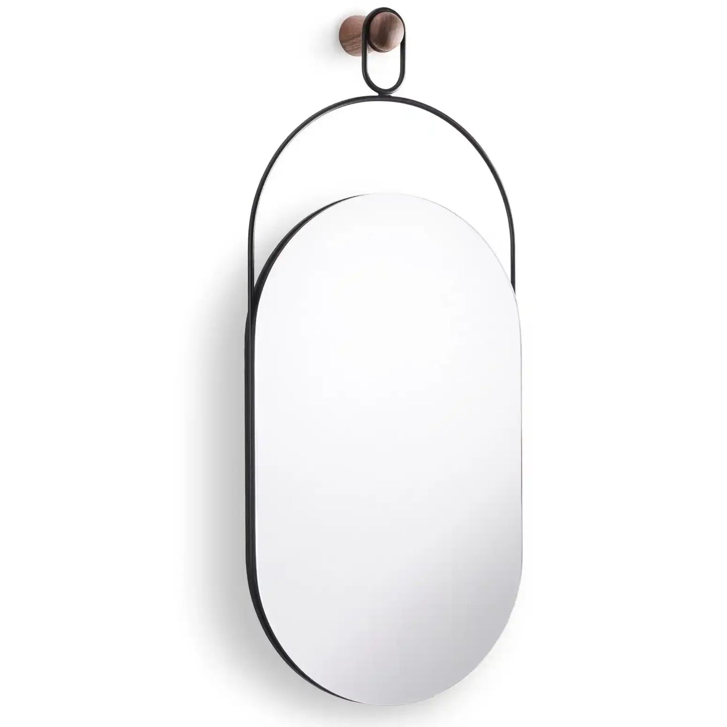 Espejo Eslabón - Oval metal and wooden mirror