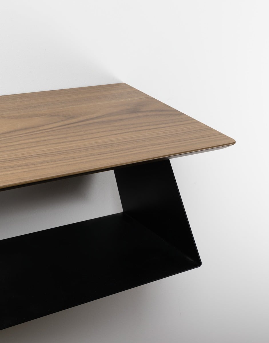 Edgy Wood shelf, black - walnut