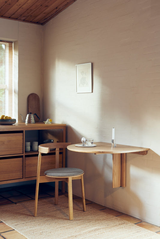 Trefoil folding wall table, oak