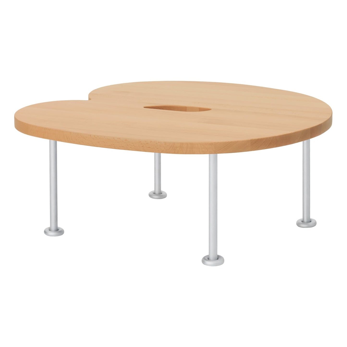 Worm coffee table, round, beech - steel