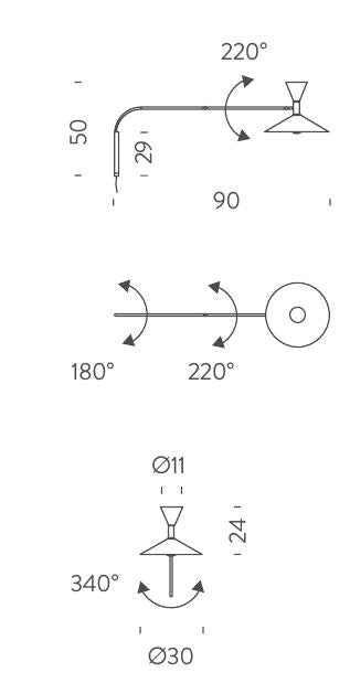 Lampe de Marseille - Adjustable aluminium wall lamp