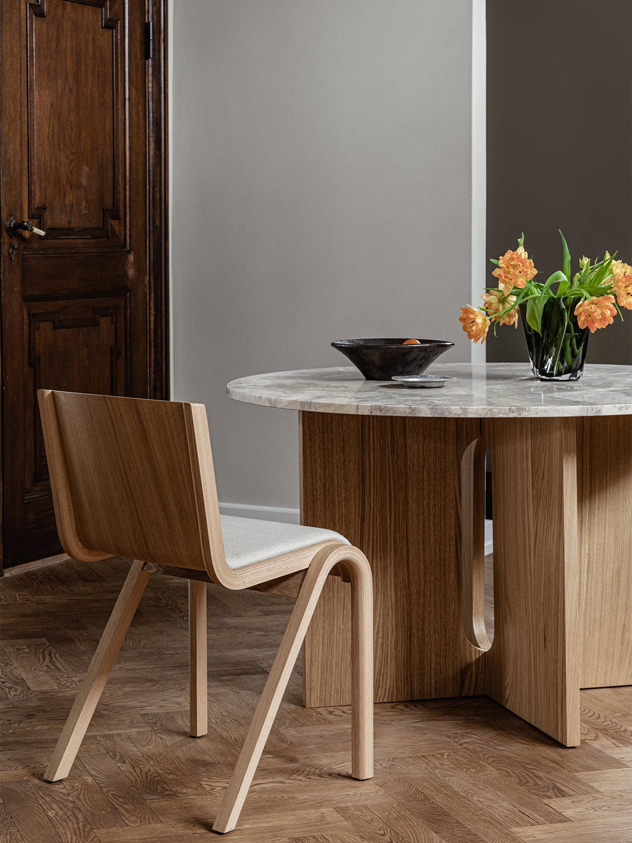Ready Dining Chair, Oak Base and Back, Upholstered Seat