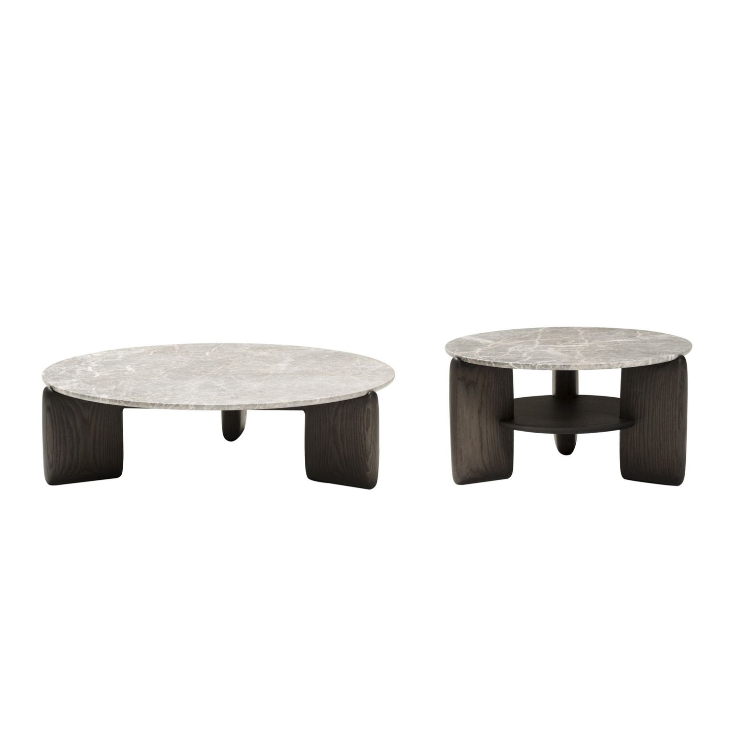 KANJI - Round ash and Fior di Pesco Carnico marble coffee table