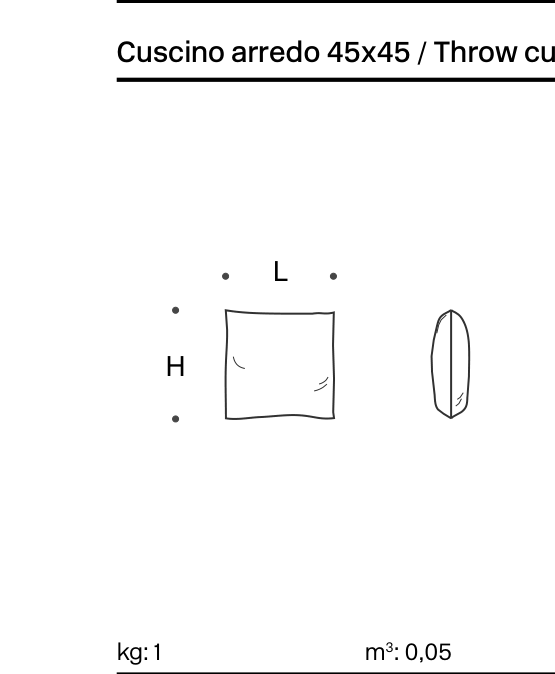 Pixel Throw cushion 45x45 - Cover Technical Drawing