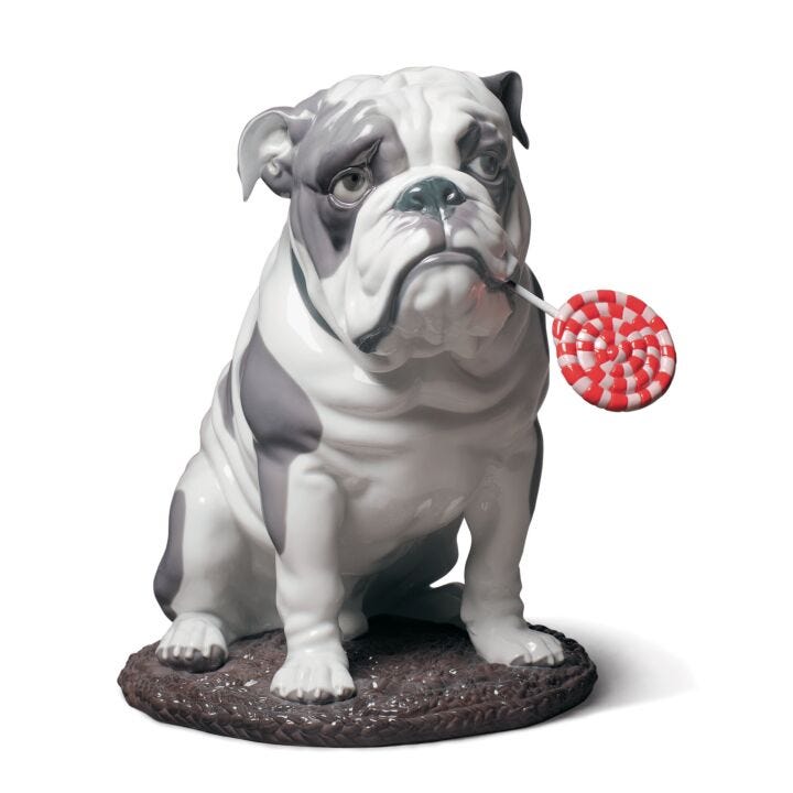 Bulldog with Lollipop Dog Figurine by Lladró