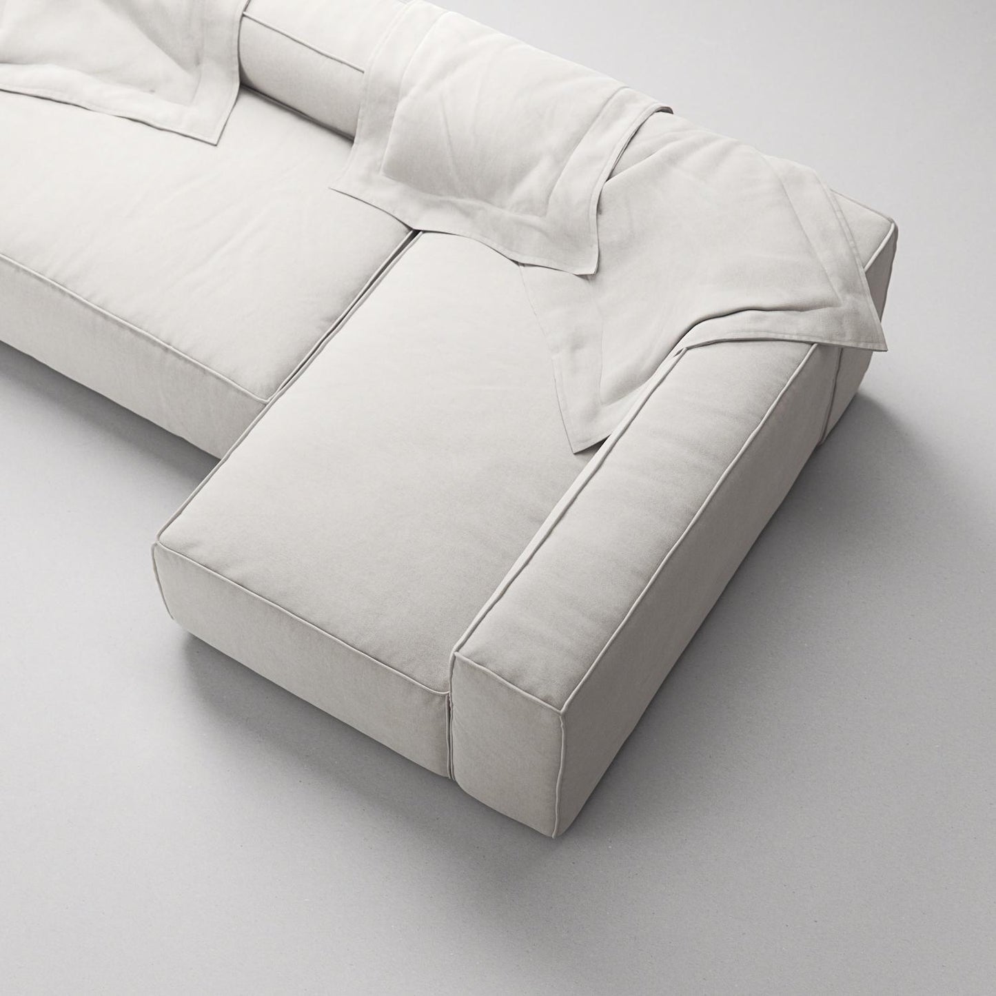 Decotique Grand 4-Seater Sofa Chaise Right Moonwhite