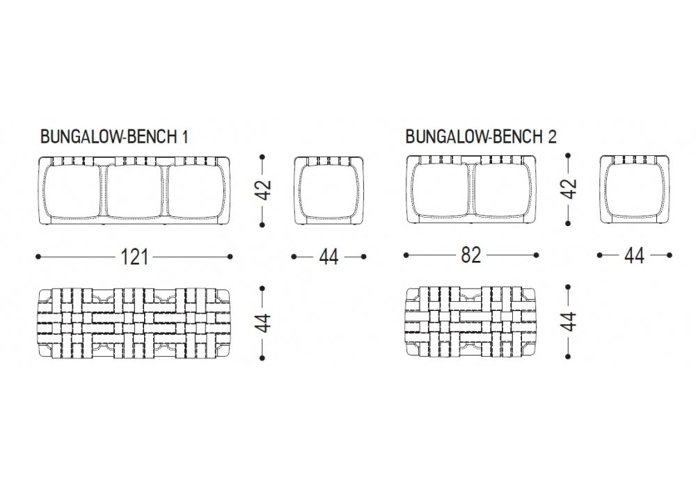 BUNGALOW - Solid wood and leather bench (Dimensions - L.121 x P.44 x H.42) by Riva 1920