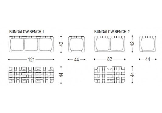 BUNGALOW - Solid wood and leather bench (Dimensions - L.121 x P.44 x H.42) by Riva 1920