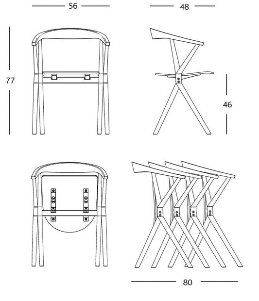 CHAIR B - Folding wooden chair with armrests, Upholstered seat (Natural ash) by BD Barcelona Design