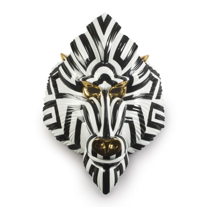 Mandrill Mask by Lladró #Black and Gold