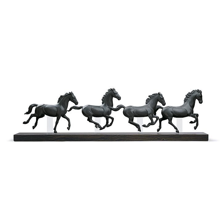 Galloping Herd Horses Figurine by Lladró #Black
