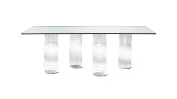 SIGNORE DEGLI ANELLI 72 - Rectangular glass table with Murano glass legs