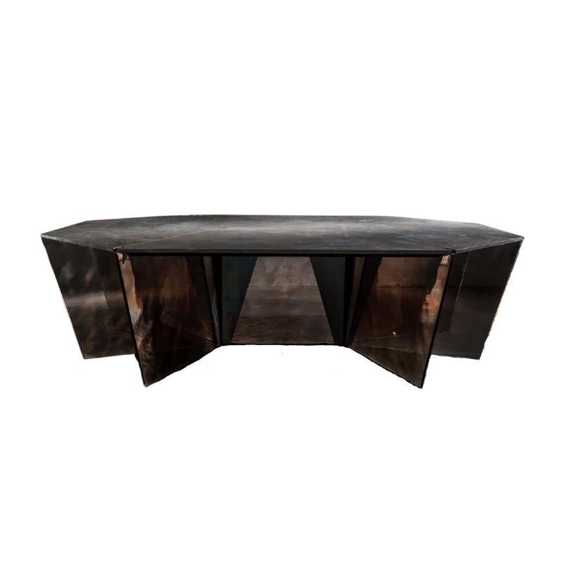 Gotham - Octagonal Stone And Cast Glass Table by Henge