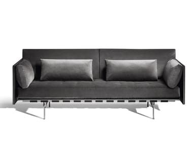 CLAYTON 2-seater sofa — leather structure, fabric seat and cushions (Poltrona Frau)